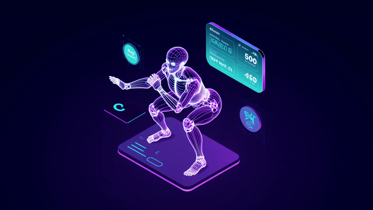 AI body pose detection wireframe for automatic rep counting