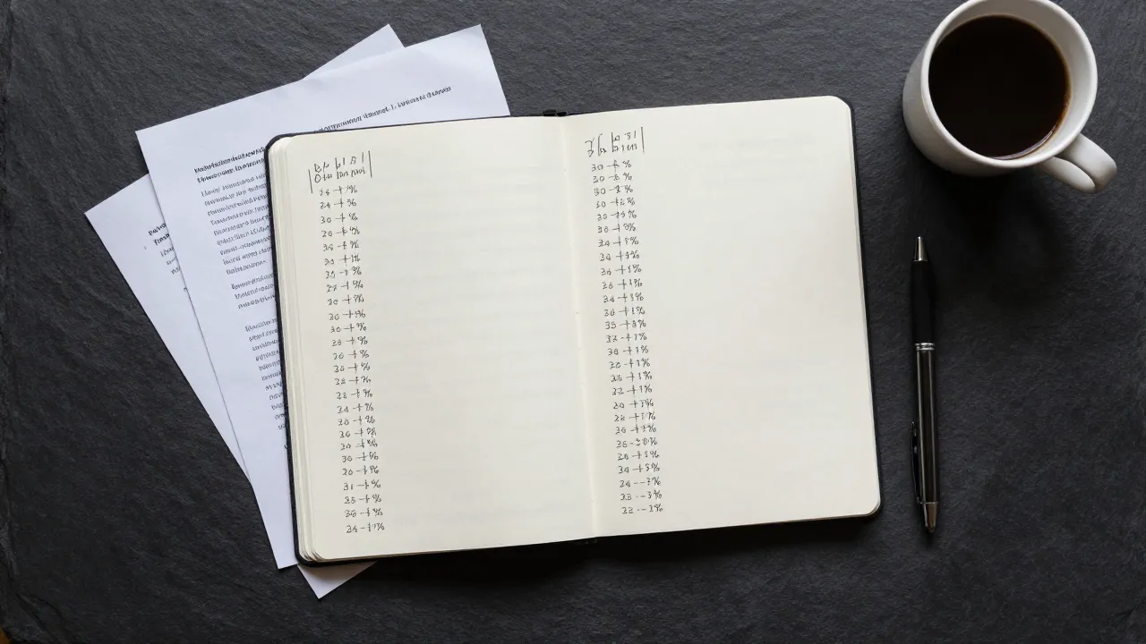 Student attendance tracking notes flat lay on dark desk