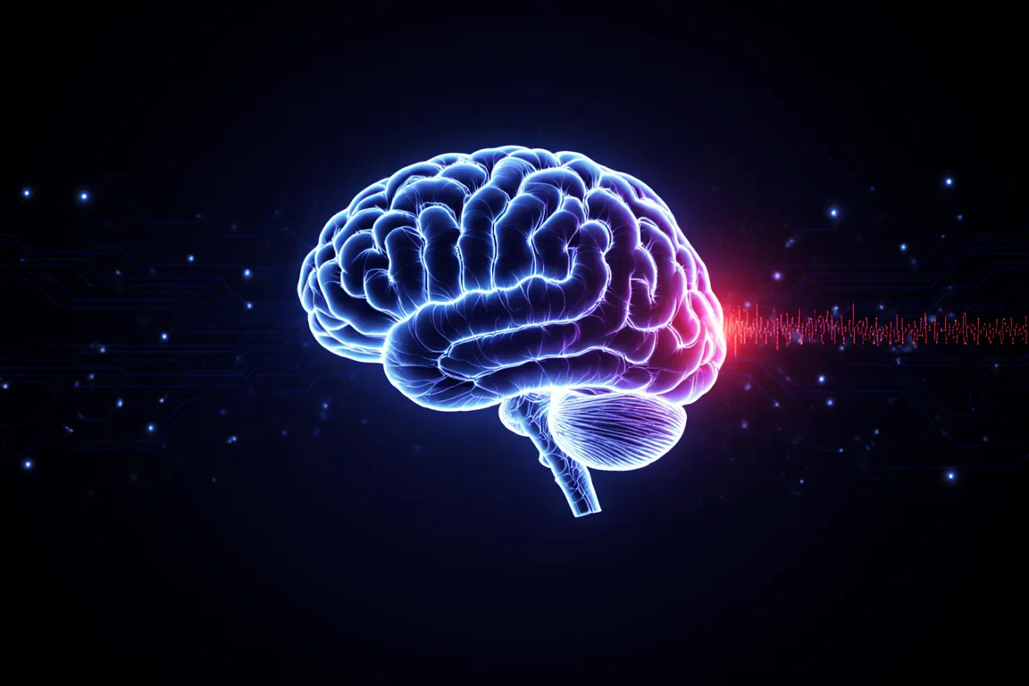 Glowing neural pathways in a human brain showing a blocked signal — procrastination neuroscience